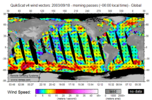 QuikSCAT: near sea-surface wind speed and direction