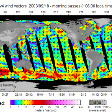 QuikSCAT: near sea-surface wind speed and direction